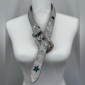 Youth Leather Western Rhinestone Belt with Light Up Stars